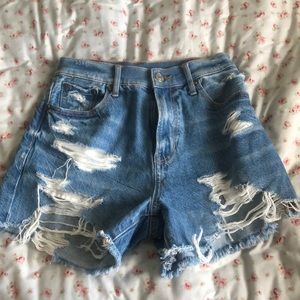 american eagle high waisted blue denim ripped shorts (only worn once)